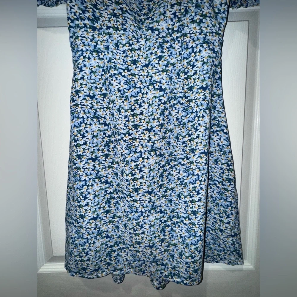 Brave Soul Blue/White ditsy Ginny Floral Button Dress Size XS EUC